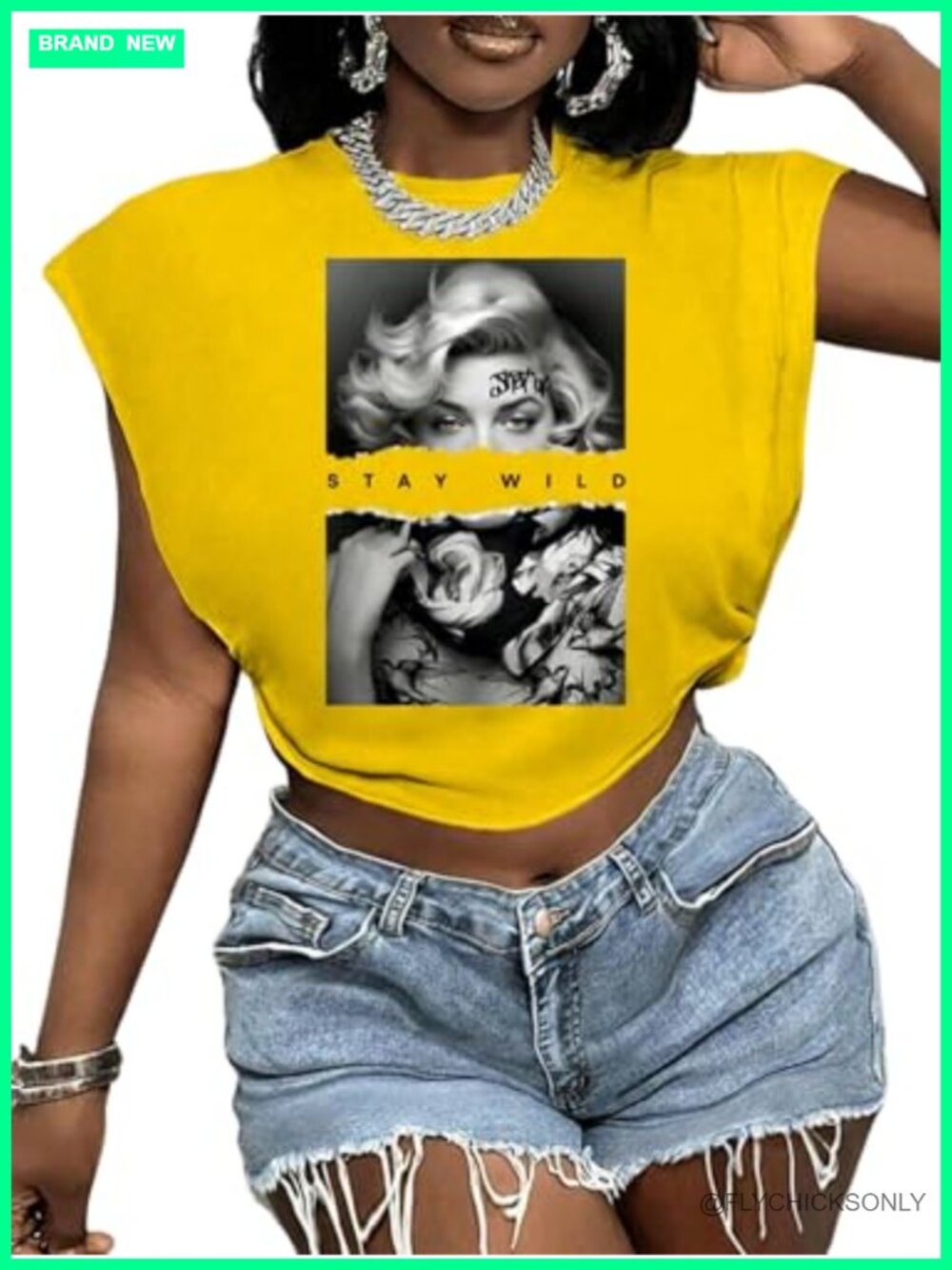 WDIRARA Graphic Print Cap Sleeve Crop Top Tee Y2K Streetwear